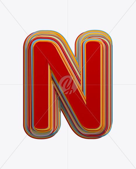 Letter N from Color Stripes Font on Yellow Images Creative Fonts - S18163