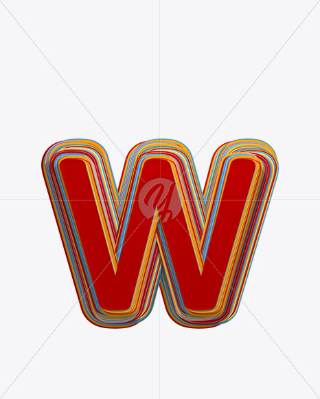 Letter W from Color Stripes Font on Yellow Images Creative Fonts - S18172