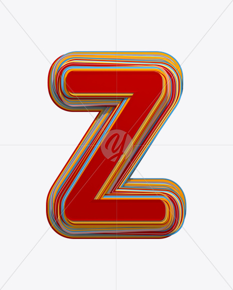 Letter Z from Color Stripes Font on Yellow Images Creative Fonts - S18175