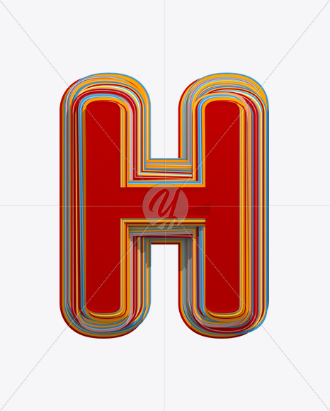 Letter H from Color Stripes Font on Yellow Images Creative Fonts - S18157