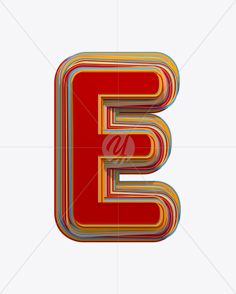 Letter E from Color Stripes Font on Yellow Images Creative Fonts - S18154