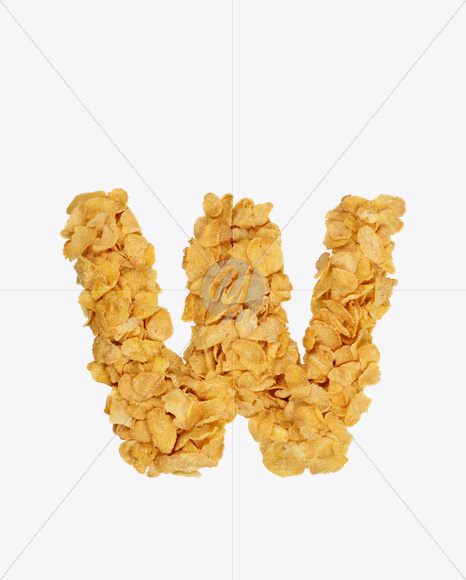 Letter W from Corn Flakes Font on Yellow Images Creative Fonts - S18217