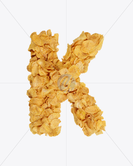 Letter K from Corn Flakes Font on Yellow Images Creative Fonts - S18205