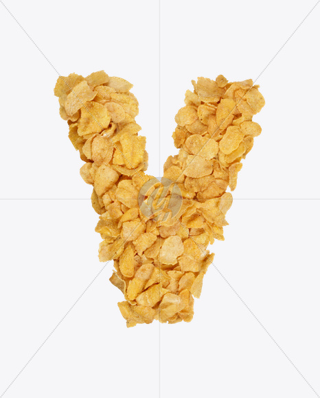 Letter V from Corn Flakes Font on Yellow Images Creative Fonts - S18216