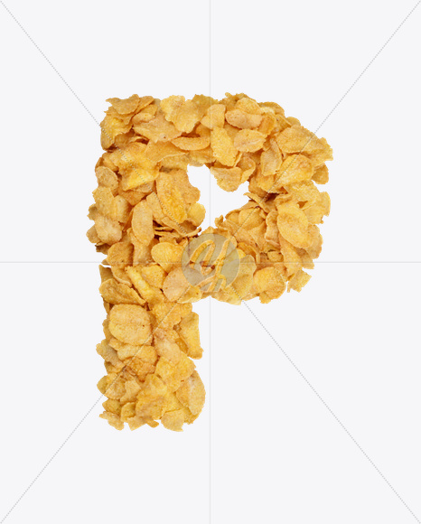 Letter P from Corn Flakes Font on Yellow Images Creative Fonts - S18210