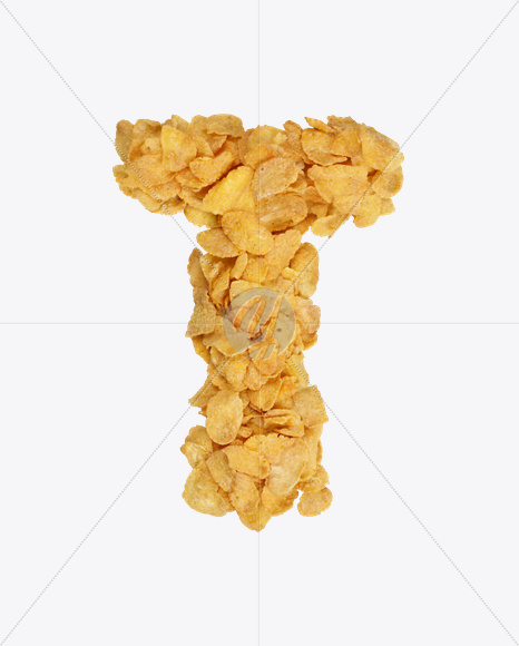 Letter T from Corn Flakes Font on Yellow Images Creative Fonts - S18214