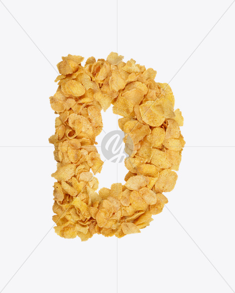 Letter D from Corn Flakes Font on Yellow Images Creative Fonts - S18198