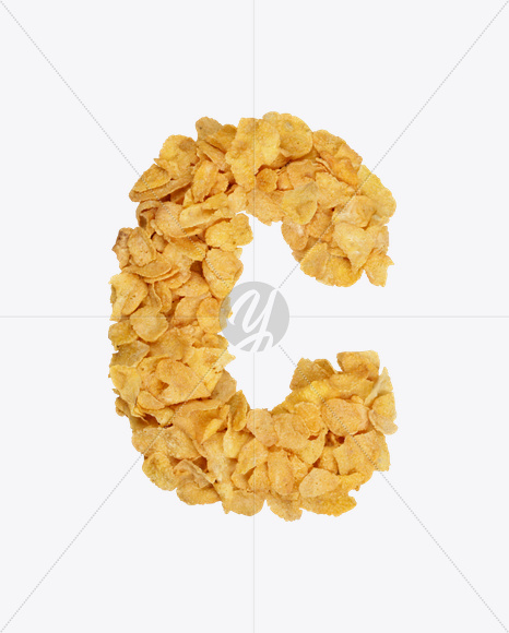 Letter C from Corn Flakes Font on Yellow Images Creative Fonts - S18197