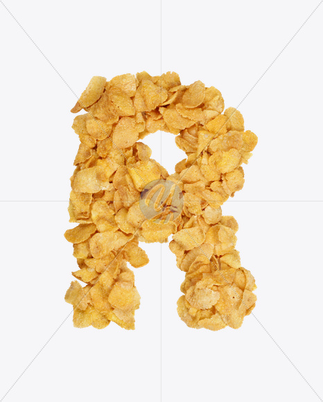 Letter R from Corn Flakes Font on Yellow Images Creative Fonts - S18212