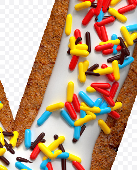 Letter V from Gingerbread Colors Font on Yellow Images Creative Fonts - S18347