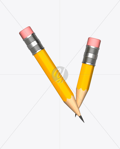 Letter V from Pencil Font on Yellow Images Creative Fonts - S19328