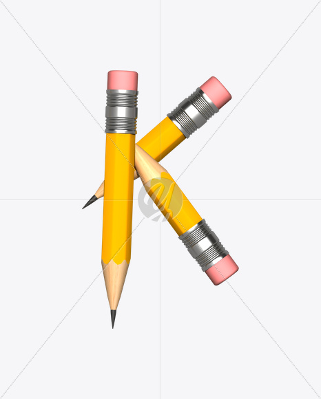 Letter K from Pencil Font on Yellow Images Creative Fonts - S19317