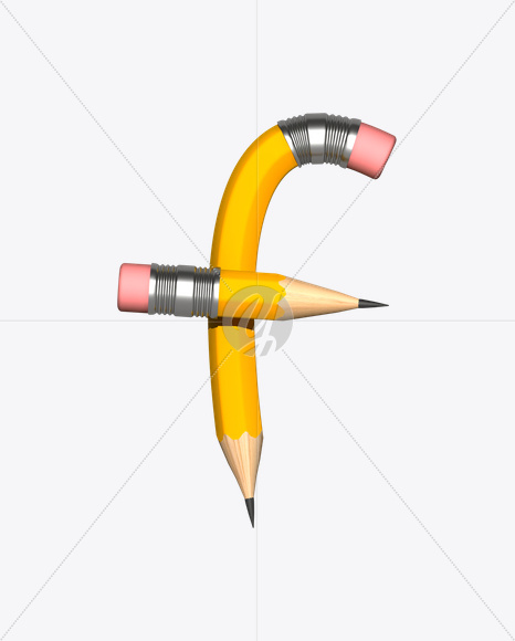 Letter F from Pencil Font on Yellow Images Creative Fonts - S19312