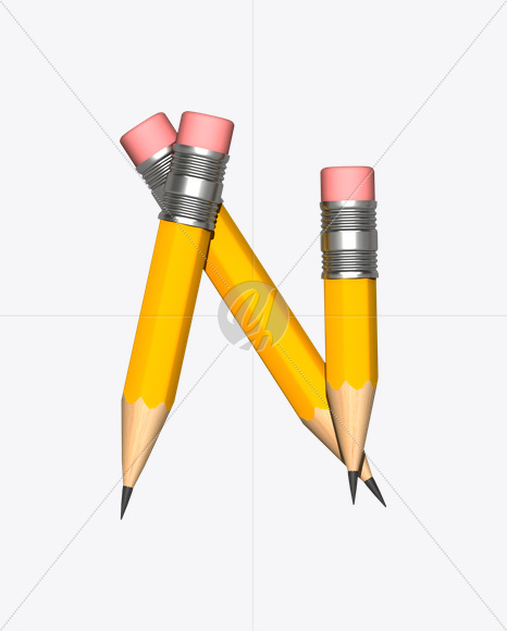 Letter N from Pencil Font on Yellow Images Creative Fonts - S19320