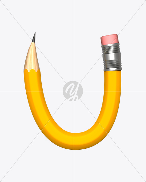 Letter U from Pencil Font on Yellow Images Creative Fonts - S19327