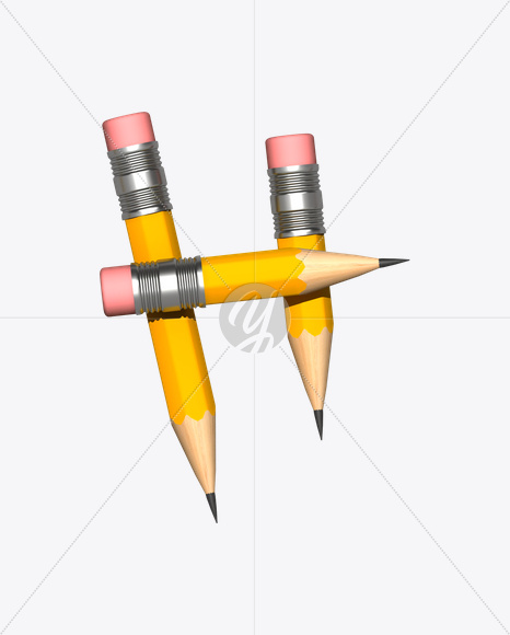 Letter H from Pencil Font on Yellow Images Creative Fonts - S19314