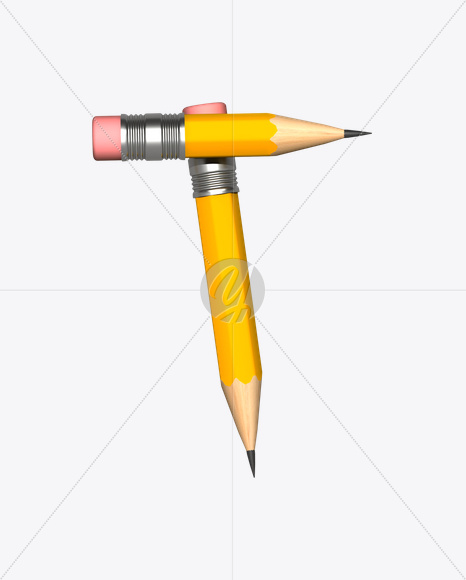 Letter T from Pencil Font on Yellow Images Creative Fonts - S19326