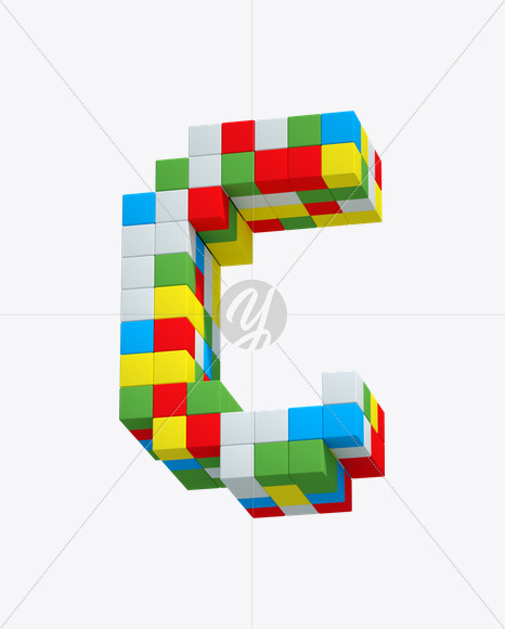 Letter C from Pixel World Font on Yellow Images Creative Fonts - S19394