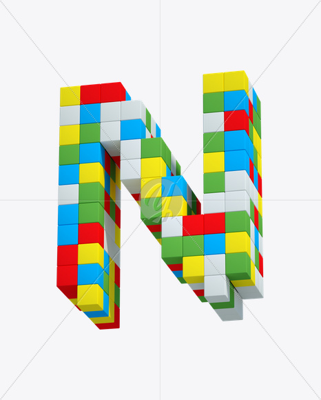 Letter N from Pixel World Font on Yellow Images Creative Fonts - S19405