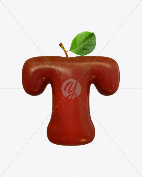 Letter T from Red Apple Font on Yellow Images Creative Fonts - S19500