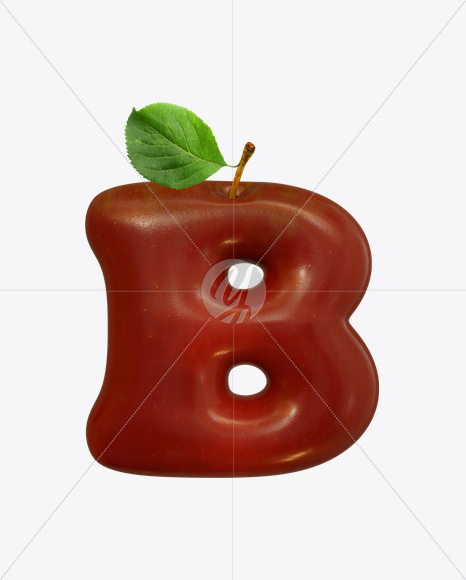 Letter B from Red Apple Font on Yellow Images Creative Fonts - S19482