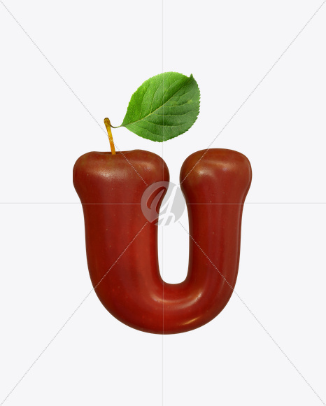 Letter U from Red Apple Font on Yellow Images Creative Fonts - S19501