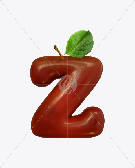 Letter Z from Red Apple Font on Yellow Images Creative Fonts - S19506