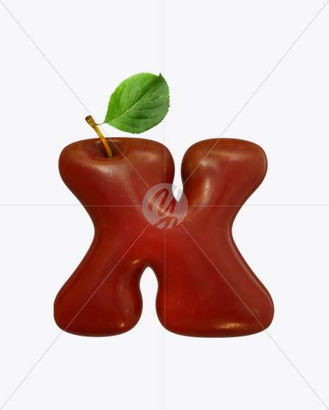 Letter X from Red Apple Font on Yellow Images Creative Fonts - S19504