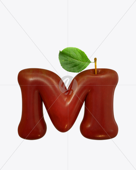 Letter M from Red Apple Font on Yellow Images Creative Fonts - S19493