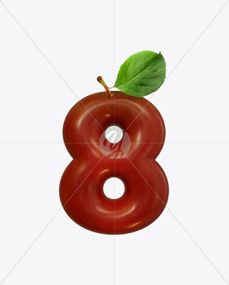 8 from Red Apple Font on Yellow Images Creative Fonts - S19514