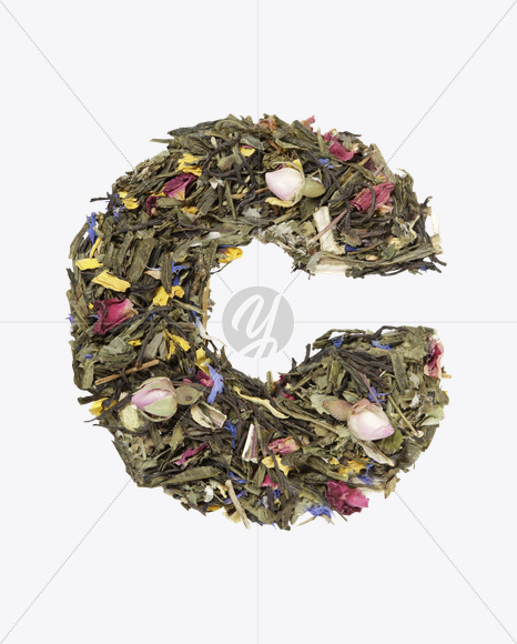 Letter C from Tea Flowers Font on Yellow Images Creative Fonts - S19708