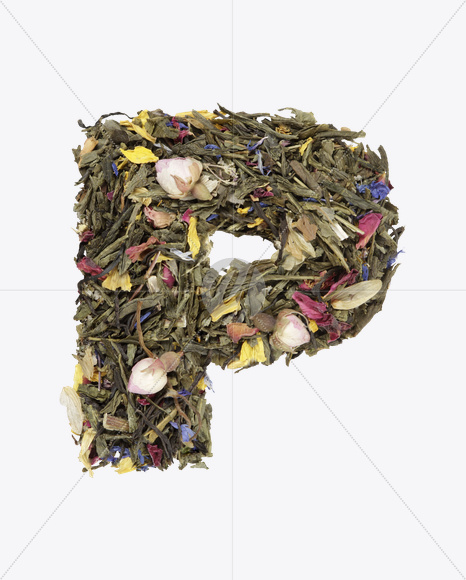 Letter P from Tea Flowers Font on Yellow Images Creative Fonts - S19721