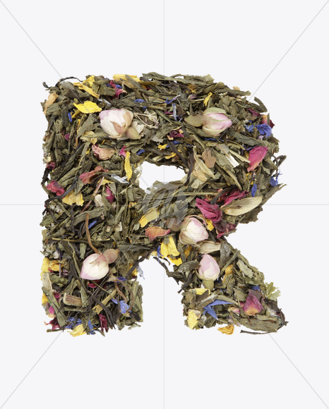 Letter R from Tea Flowers Font on Yellow Images Creative Fonts - S19723