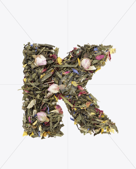 Letter K from Tea Flowers Font on Yellow Images Creative Fonts - S19716