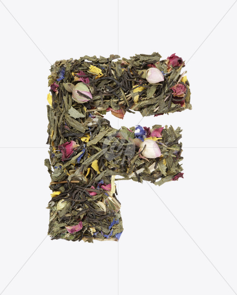 Letter F from Tea Flowers Font on Yellow Images Creative Fonts - S19711