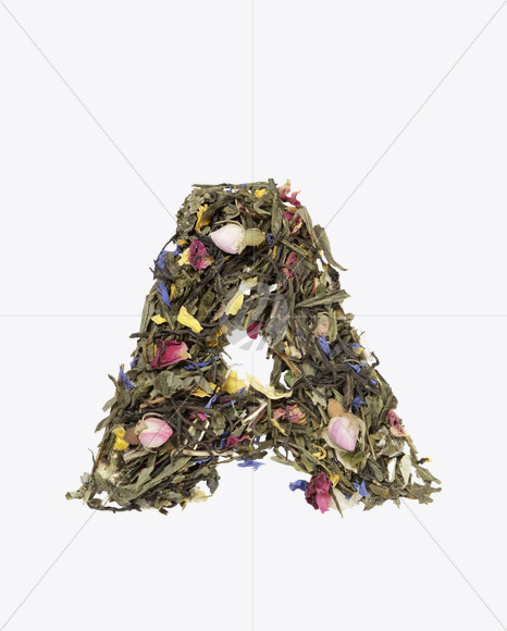 Letter A from Tea Flowers Font on Yellow Images Creative Fonts - S19706