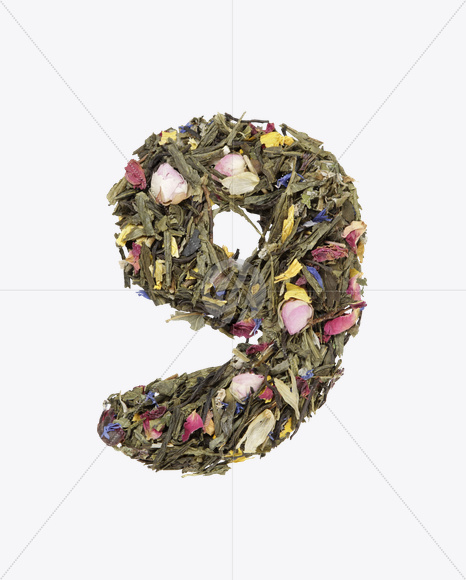 9 from Tea Flowers Font on Yellow Images Creative Fonts - S19740