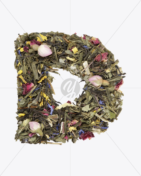 Letter D from Tea Flowers Font on Yellow Images Creative Fonts - S19709