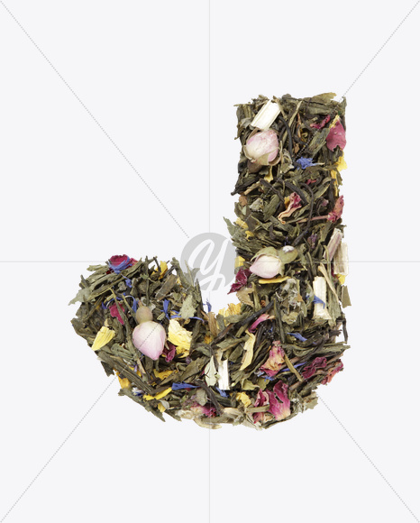 Letter J from Tea Flowers Font on Yellow Images Creative Fonts - S19715