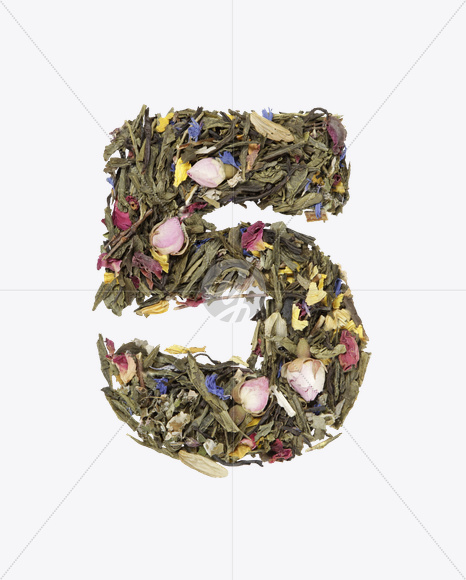 5 from Tea Flowers Font on Yellow Images Creative Fonts - S19736