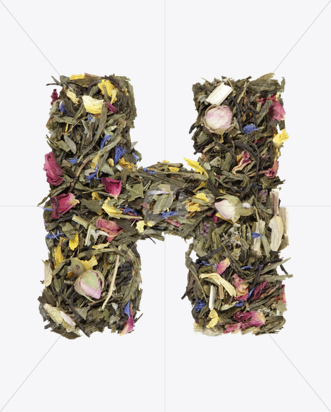 Letter H from Tea Flowers Font on Yellow Images Creative Fonts - S19713