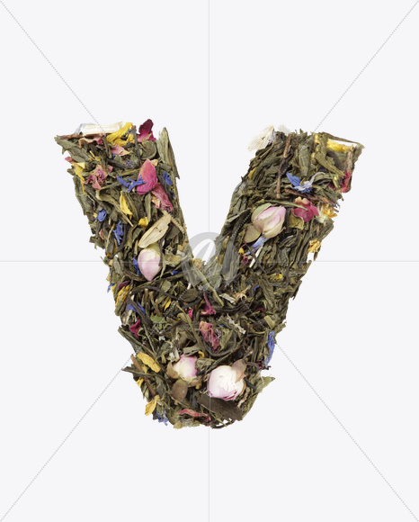 Letter V from Tea Flowers Font on Yellow Images Creative Fonts - S19727