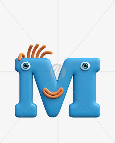 Letter M from Funny ABC Font on Yellow Images Creative Fonts - S19809