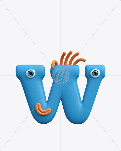 Letter W from Funny ABC Font on Yellow Images Creative Fonts - S19819