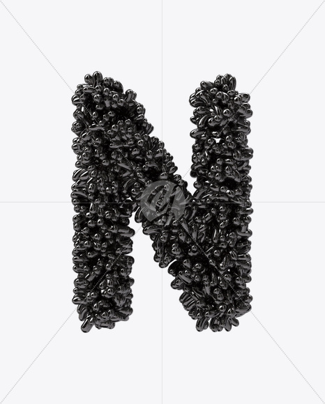 Letter N from Black Bubbles Font on Yellow Images Creative Fonts - S19895