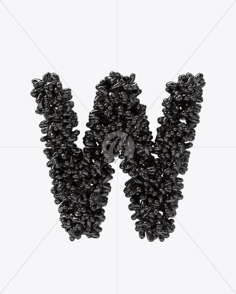 Letter W from Black Bubbles Font on Yellow Images Creative Fonts - S19904