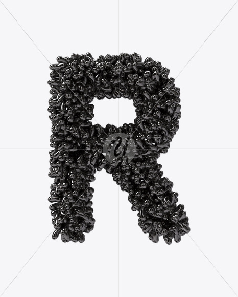 Letter R from Black Bubbles Font on Yellow Images Creative Fonts - S19899