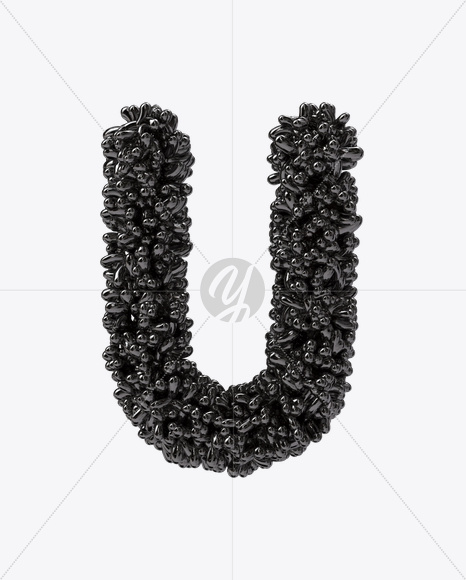 Letter U from Black Bubbles Font on Yellow Images Creative Fonts - S19902