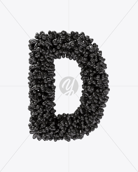 Letter D from Black Bubbles Font on Yellow Images Creative Fonts - S19885