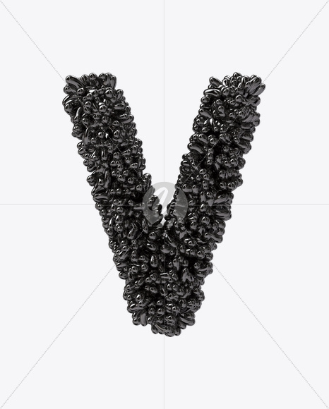 Letter V from Black Bubbles Font on Yellow Images Creative Fonts - S19903